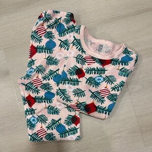 Gymboree Christmas Pink and Green Patterned Pajama Set